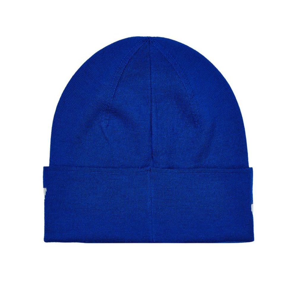 Givenchy Unisex Wool Ribbed Split White Logo Beanie Royal Blue - Picture 2 of 3